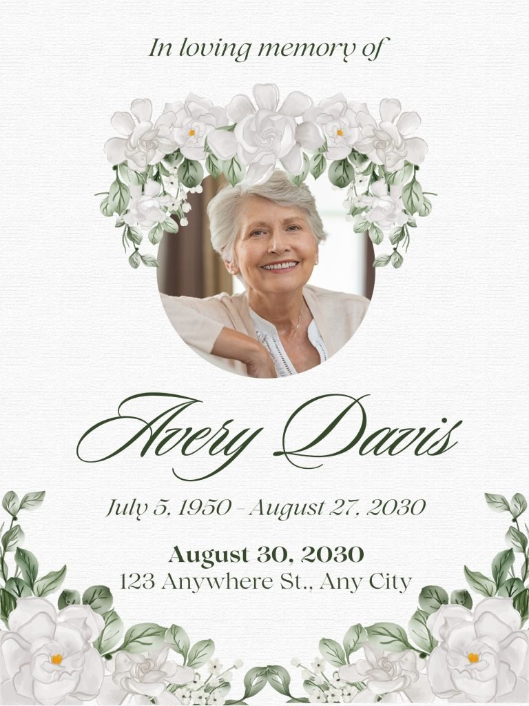 Floral Obituary Funeral Poster Editable file 17