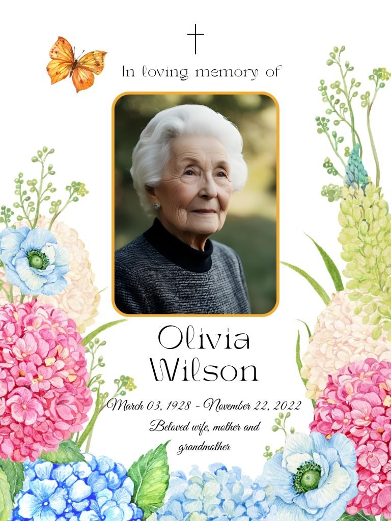 Floral Obituary Funeral Poster Editable file 4