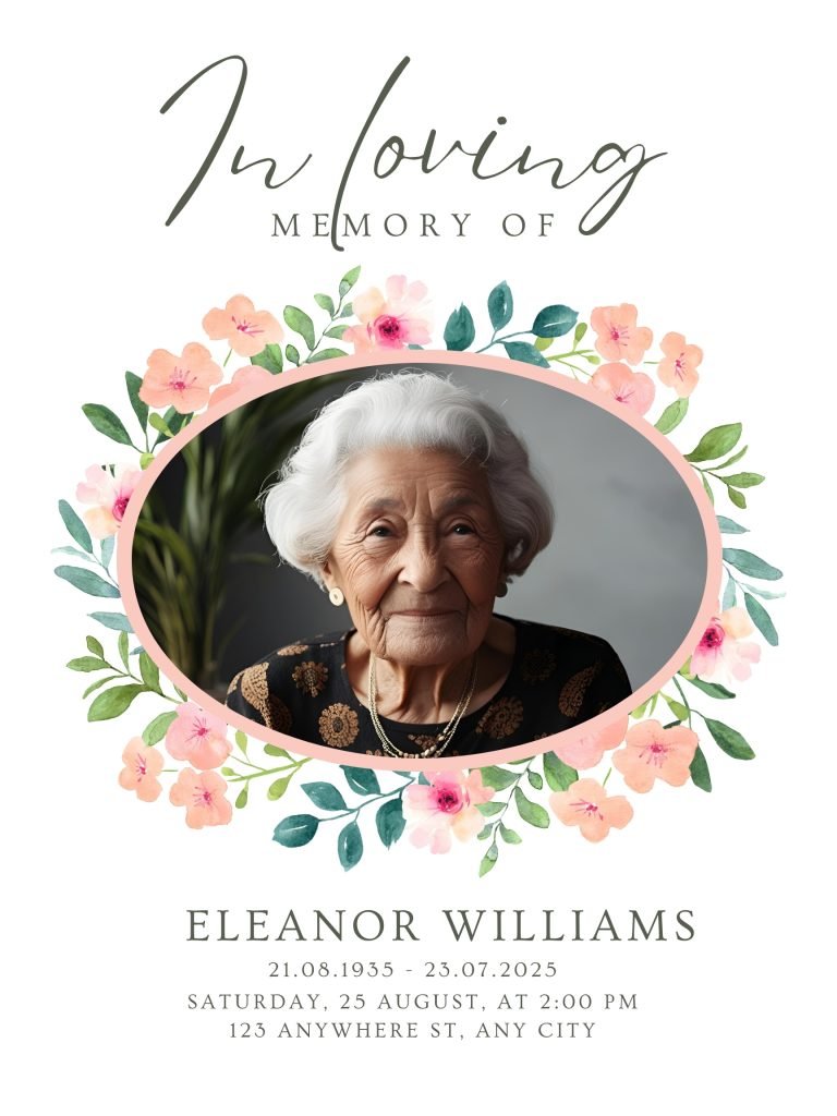 Floral Obituary Funeral Poster Editable file 10