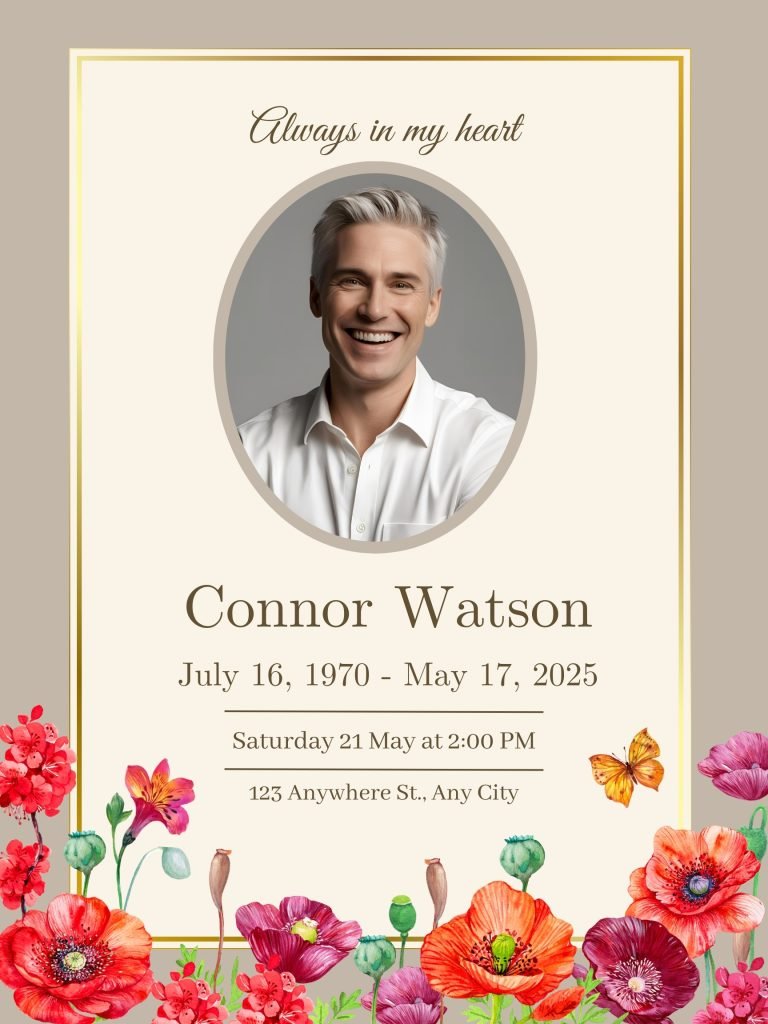 Floral Obituary Funeral Poster Editable file 1