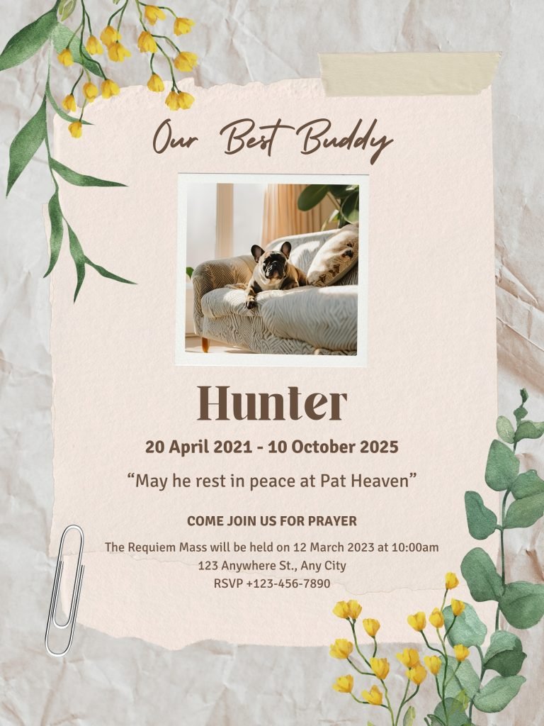 Pet Obituaries Funeral Poster Editable file 4